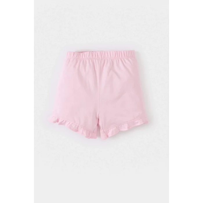 Defacto E0722 Pembe Kız Bebek 2li Takım Baskılı Kısa Kollu Tişört Beli Lastikli Şort