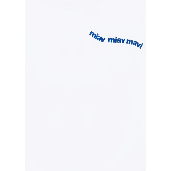 Mavi 7610180-620 Miav Baskılı Beyaz Crop Çocuk Tişört