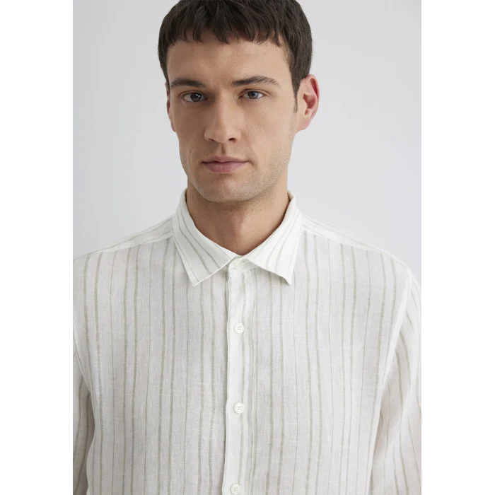 Mavi 0211525-71481 Çizgili Yeşil Gömlek