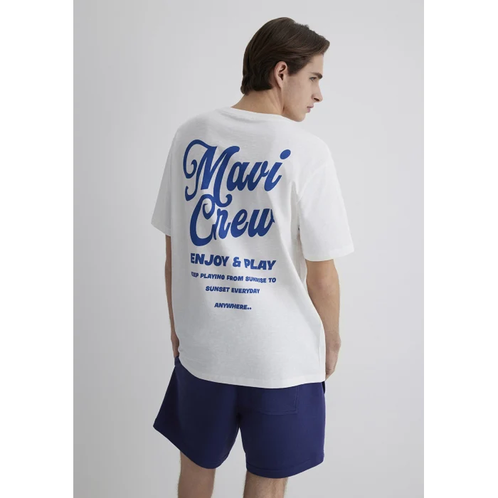 Mavi 0612667-70057 Mavi Crew Baskılı Ekru Tişört