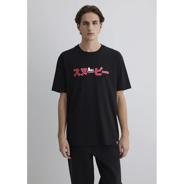 Mavi 0612661-900 Peanuts Baskılı Siyah Tişört