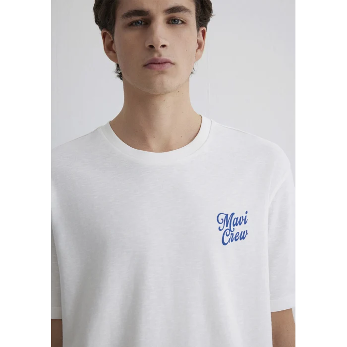 Mavi 0612667-70057 Mavi Crew Baskılı Ekru Tişört