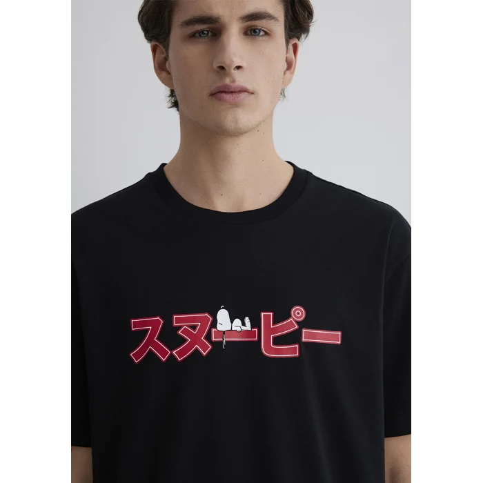 Mavi 0612661-900 Peanuts Baskılı Siyah Tişört