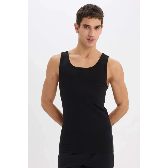 Defacto Y9056 Siyah Slim Fit Dar Kesim Ribana 2li Atlet