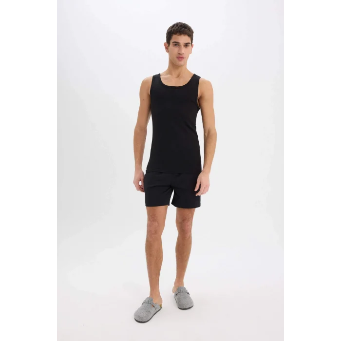 Defacto Y9056 Siyah Slim Fit Dar Kesim Ribana 2li Atlet