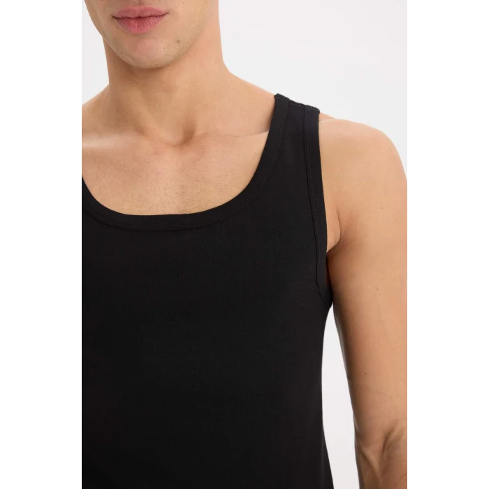 Defacto Y9056 Siyah Slim Fit Dar Kesim Ribana 2li Atlet