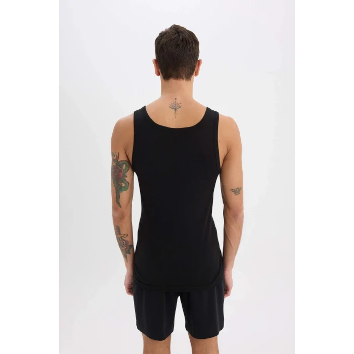 Defacto Y9056 Siyah Slim Fit Dar Kesim Ribana 2li Atlet