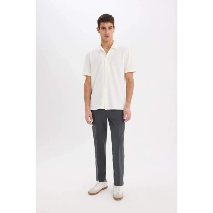Defacto E1211 Ekru Regular Fit Polo Yaka Yazlık Kısa Kollu Gömlek