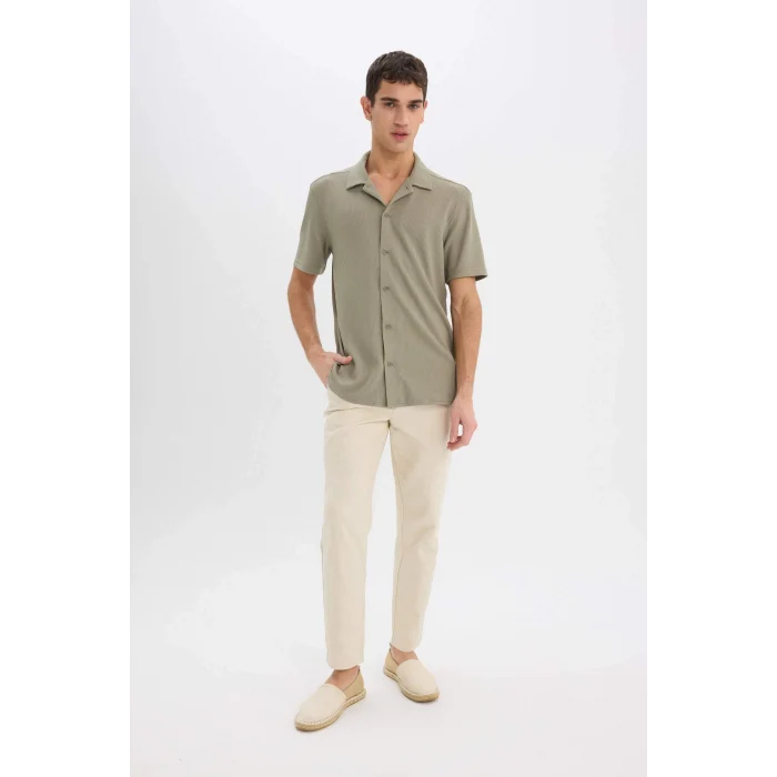 Defacto E1211 Haki Regular Fit Polo Yaka Yazlık Kısa Kollu Gömlek