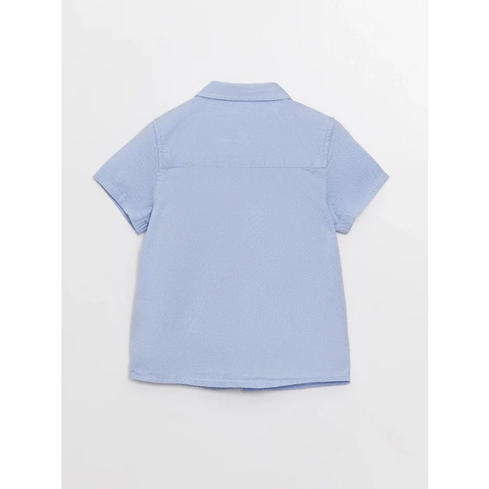 LCW baby Mavi Kısa Kollu Nakış Detaylı Erkek Bebek Gömlek ve Papyon 2li Takım