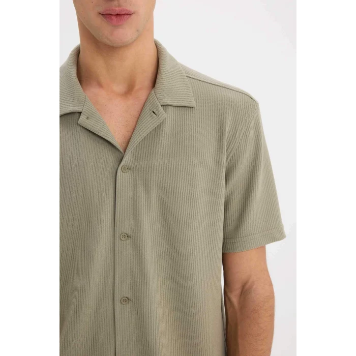 Defacto E1211 Haki Regular Fit Polo Yaka Yazlık Kısa Kollu Gömlek