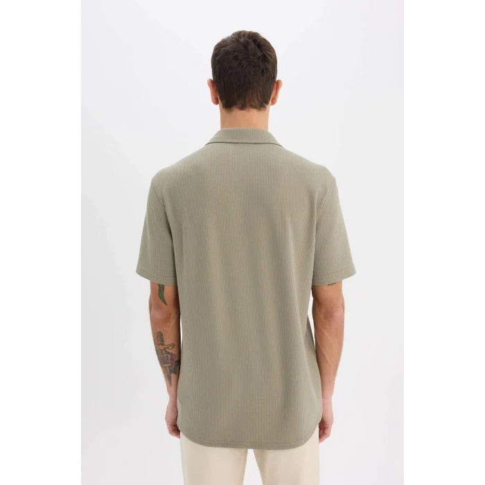 Defacto E1211 Haki Regular Fit Polo Yaka Yazlık Kısa Kollu Gömlek