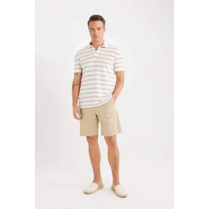 Defacto C7684 Bej %100 Pamuk Regular Fit Gabardin Bermuda Şort