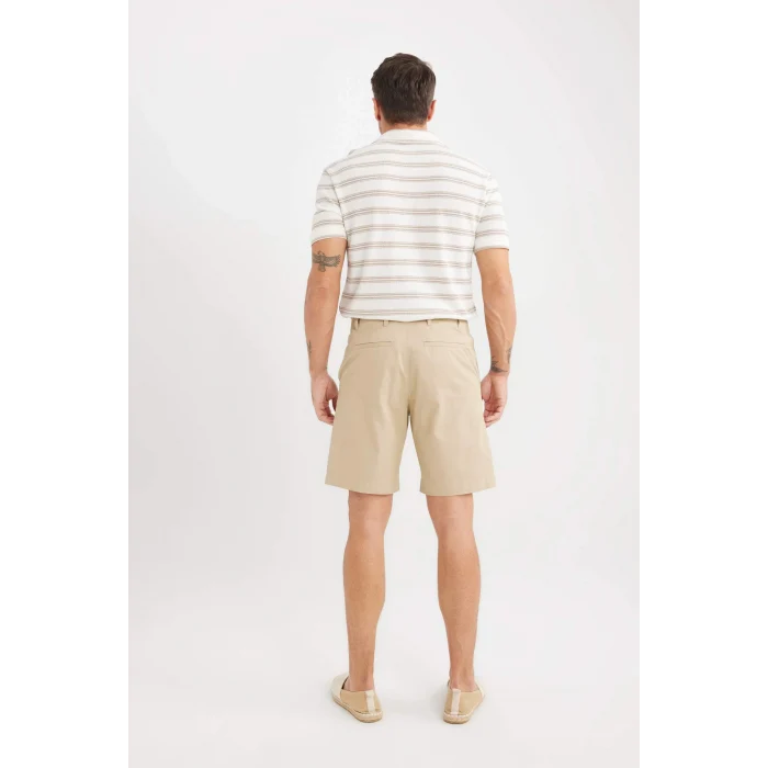 Defacto C7684 Bej %100 Pamuk Regular Fit Gabardin Bermuda Şort