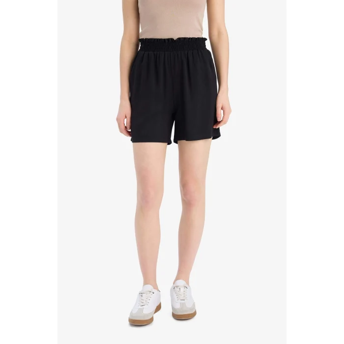 Defacto T0883 Siyah Paperbag Yüksek Bel Geniş Paça Belmando Şort