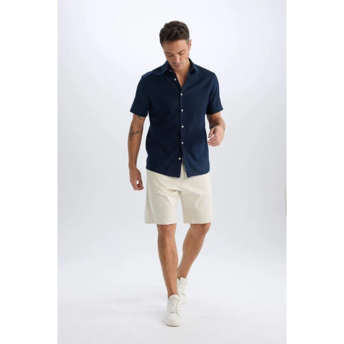 Defacto C7684 Ekru %100 Pamuk Regular Fit Gabardin Bermuda Şort