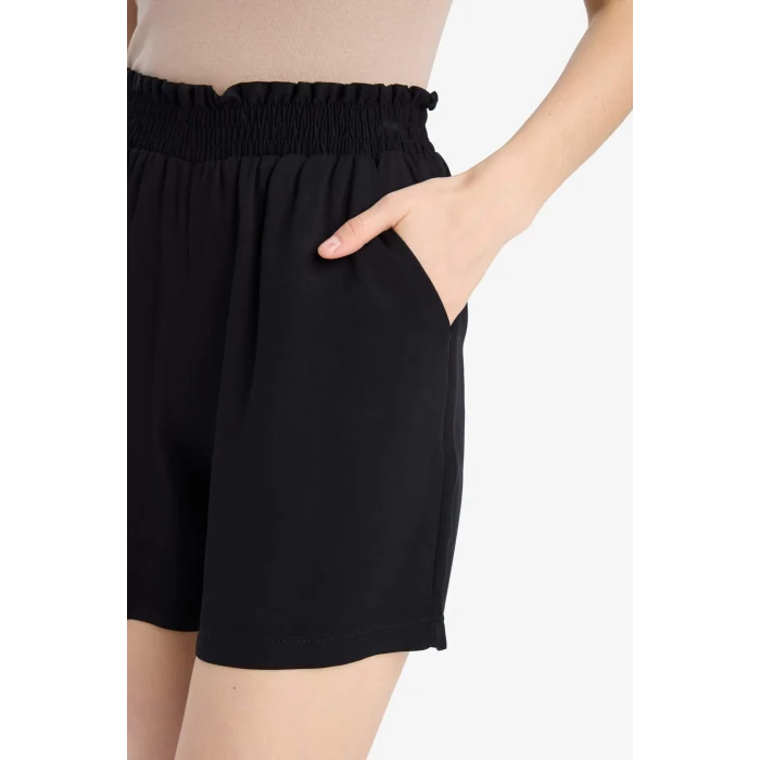 Defacto T0883 Siyah Paperbag Yüksek Bel Geniş Paça Belmando Şort