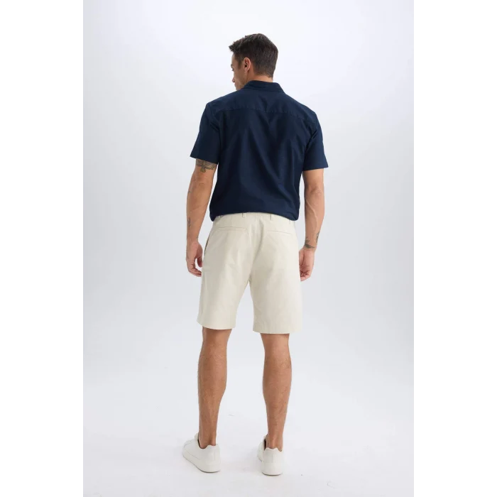 Defacto C7684 Ekru %100 Pamuk Regular Fit Gabardin Bermuda Şort