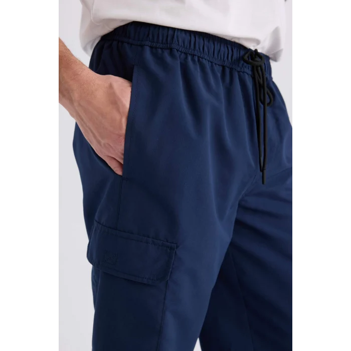 Defacto E0905 Lacivert Long Fit File Astarlı Uzun Boy Kargo Cep Deniz Şortu