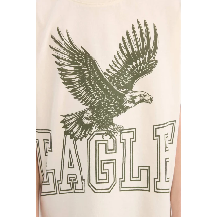 Defacto E8826 Ekru Erkek Çocuk 2li Takım Baskılı Kısa Kollu Tişört Şort