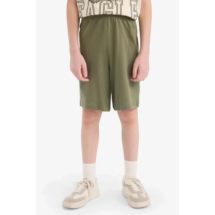 Defacto E8826 Ekru Erkek Çocuk 2li Takım Baskılı Kısa Kollu Tişört Şort