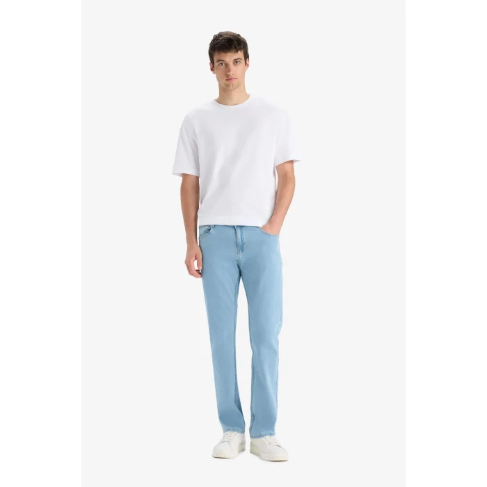 Defacto E7268 Mavi Sergio Regular Fit Normal Kalıp Normal Bel Boru Paça Jean Pantolon
