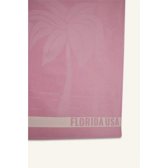 Defacto E3761 Pembe Kadın Desenli Pamuklu Plaj Havlusu