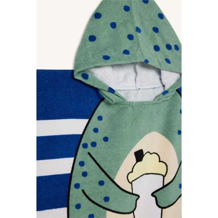 Defacto E5397 Lacivert Erkek Çocuk Desenli Pamuklu Panço Havlu