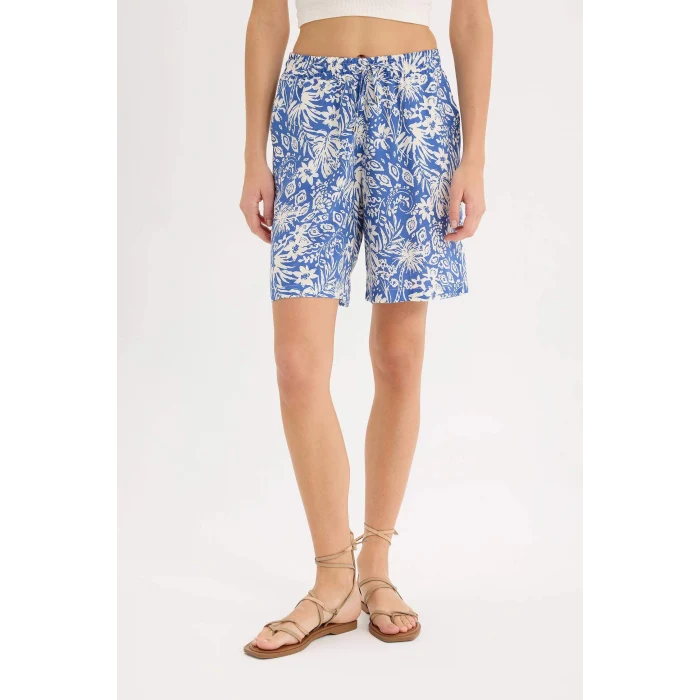 Defacto L7411 Lacivert Yüksek Bel Geniş Paça Viskon Şort