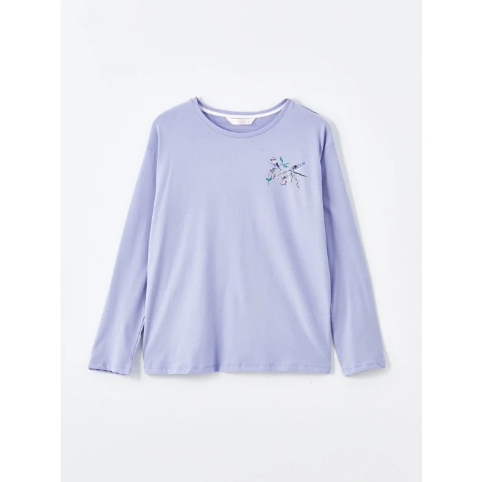 LCW DREAM Ekru Bisiklet Yaka Baskılı Kısa Kollu Kadın Pijama Takımı