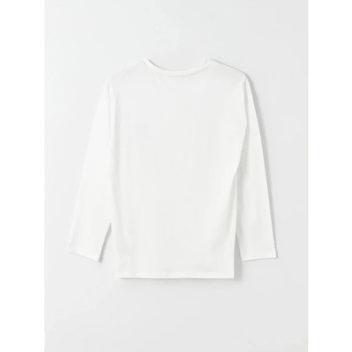 LCW Young Mavi Bisiklet Yaka Baskılı Uzun Kollu Kadın Pijama Takımı