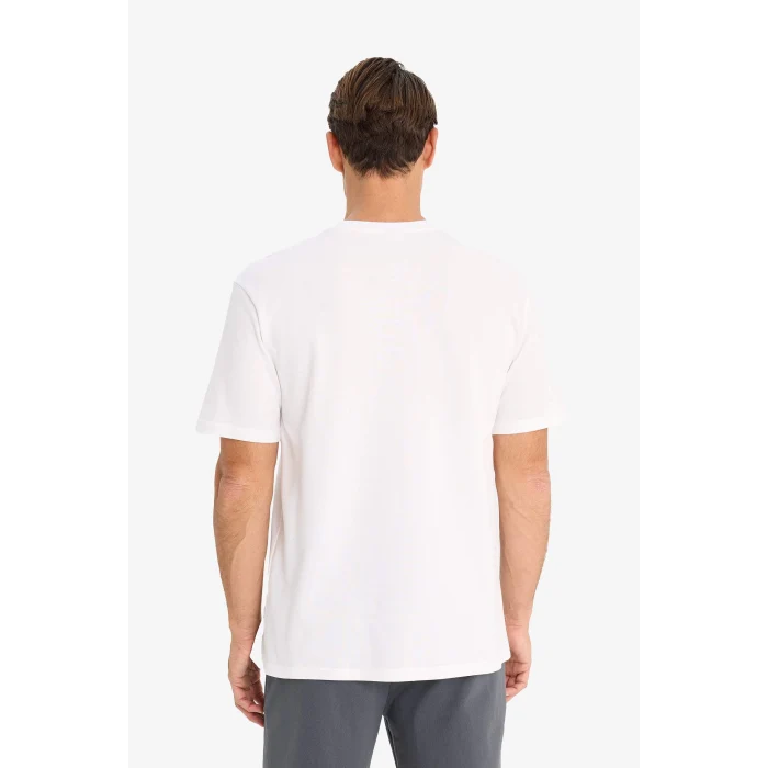 Defacto D7931 Beyaz New Regular Fit Bisiklet Yaka Kısa Kollu Pamuklu Basic Düz Pike Tişört