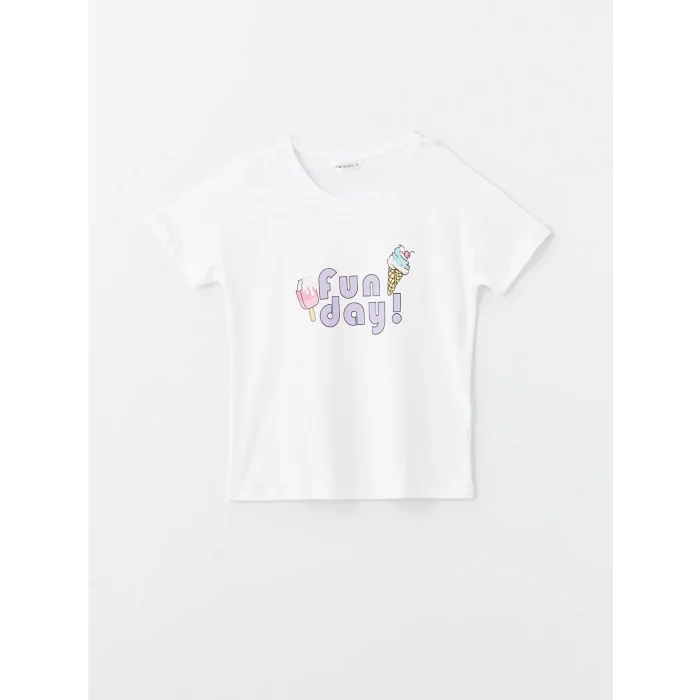 LCW Young Lila Bisiklet Yaka Baskılı Kısa Kollu Kadın Pijama Takımı