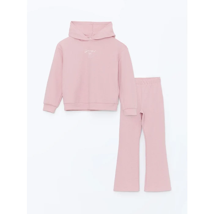 LCW Kids Pembe Kapüşonlu Kız Çocuk Sweatshirt ve Tayt