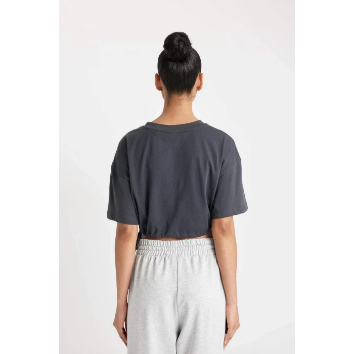 Defacto C6311 Antrasit DeFactoFit NBA Chicago Bulls Bisiklet Yaka Kısa Kollu Tişört