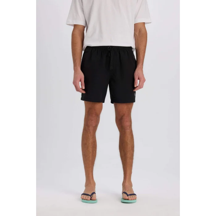 Defacto N0131 Siyah File Astarlı Kısa Boy Deniz Şortu