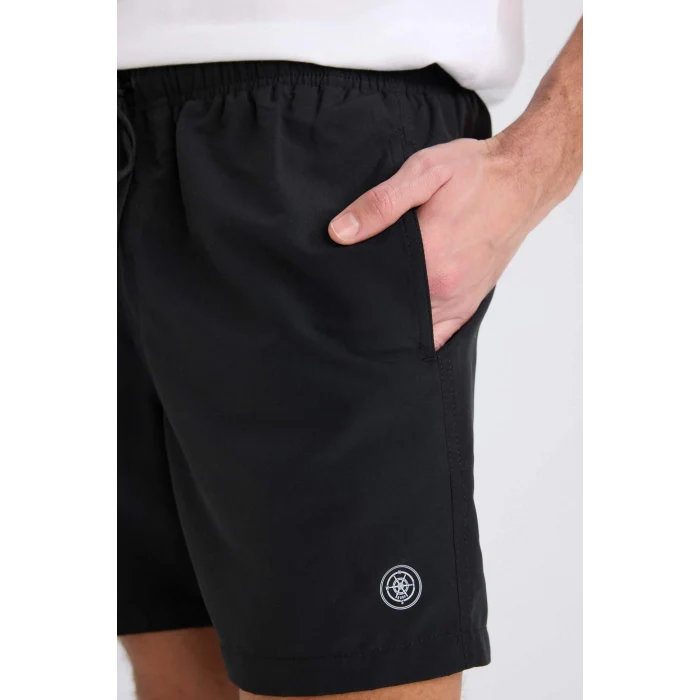 Defacto N0131 Siyah File Astarlı Kısa Boy Deniz Şortu