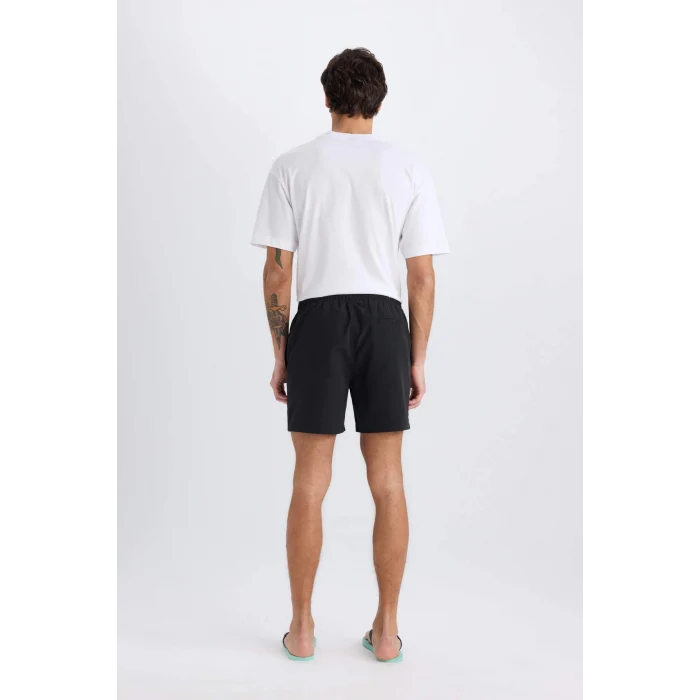 Defacto N0131 Siyah File Astarlı Kısa Boy Deniz Şortu