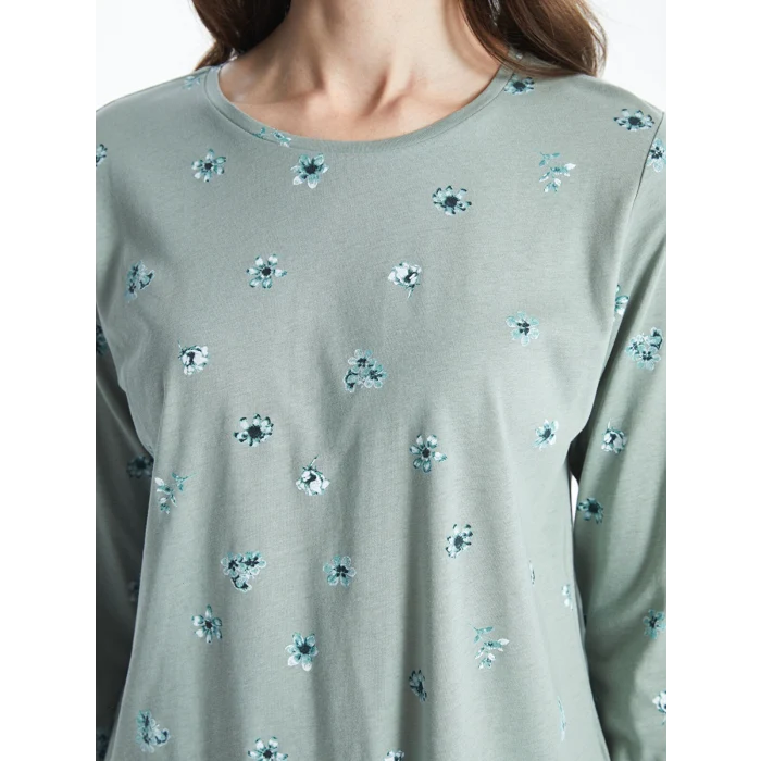 LCW Grace Yeşil Bisiklet Yaka Çiçekli Kadın Bluz