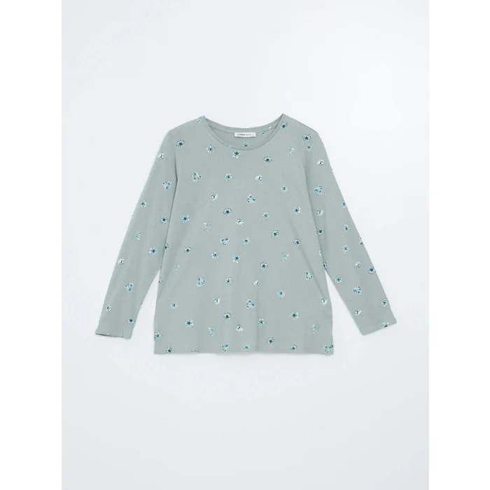 LCW Grace Yeşil Bisiklet Yaka Çiçekli Kadın Bluz