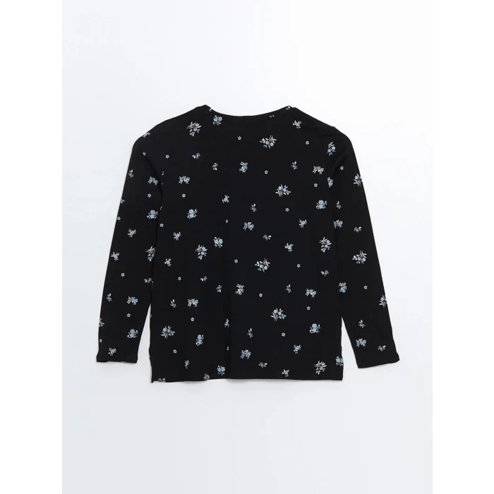 LCW Grace Siyah Bisiklet Yaka Çiçekli Kadın Bluz