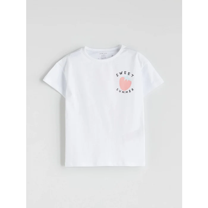 LCW baby Beyaz Meyve Baskılı Kız Bebek Tişört ve Şort 2li