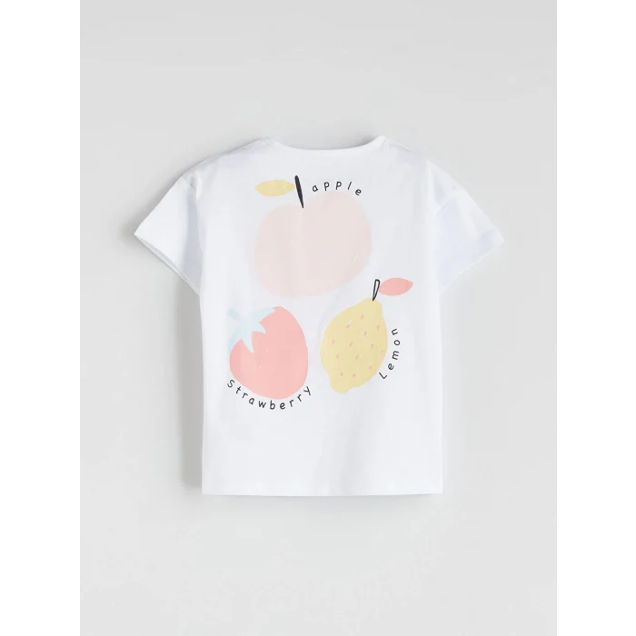 LCW baby Beyaz Meyve Baskılı Kız Bebek Tişört ve Şort 2li