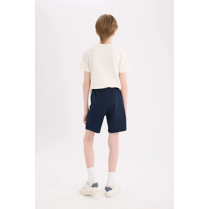 Defacto E4691 Ekru Erkek Çocuk 2li Takım Baskılı Kısa Kollu Tişört Esnek Belli Şort