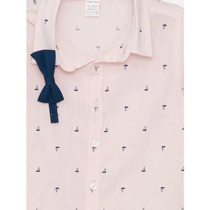 LCW baby Pembe Kısa Kollu Baskılı Erkek Bebek Gömlek ve Şort 2li Takım