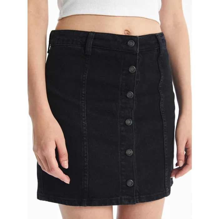 LCW Jeans Siyah Standart Fit Kadın Jean Etek