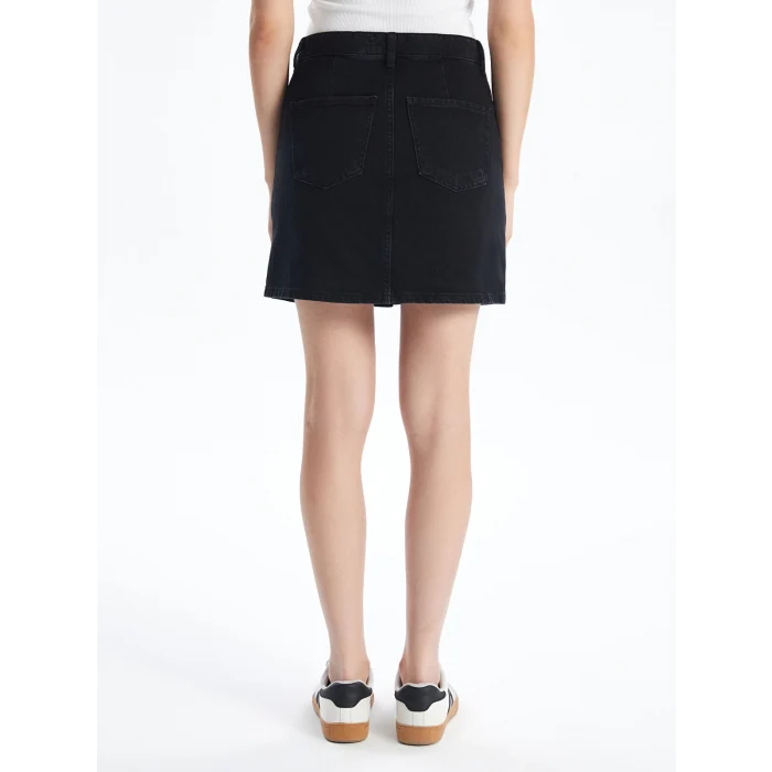 LCW Jeans Siyah Standart Fit Kadın Jean Etek