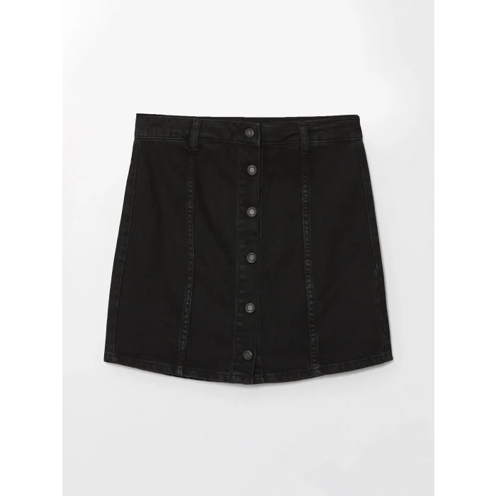 LCW Jeans Siyah Standart Fit Kadın Jean Etek