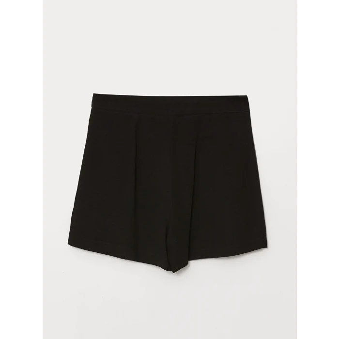 LCW Vision Siyah Standart Fit Düz Keten Karışımlı Kadın Şort Etek