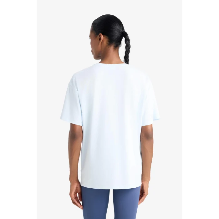 Defacto E3494 Mavi DeFactoFit Comfort Fit Bisiklet Yaka Sporcu Kısa Kollu Tişört